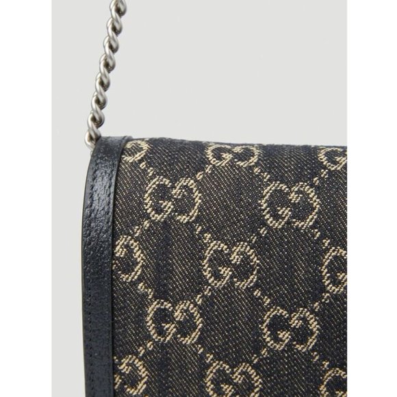 Gucci Dionysus GG Mini Shoulder Bag Cotton Black Denim Handbag Purse Italy NEW - Picture 10 of 12